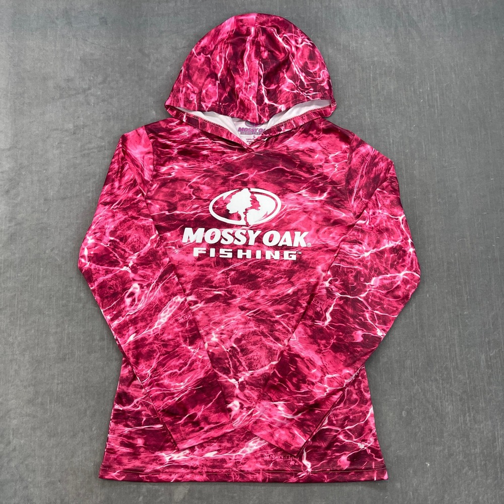 Mossy Oak Fishing Women's Small Pink Lightweight Camo Hoodie Long Sleeve